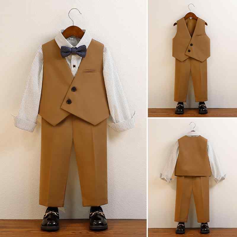 フォーマルスーツ キッズ 男の子 ベストセットアップ 韓国風 春秋 Vネック シングルボタン 無地 柔らかい素材 結婚式 フラワーボーイ 誕生日 発表会 記念撮...