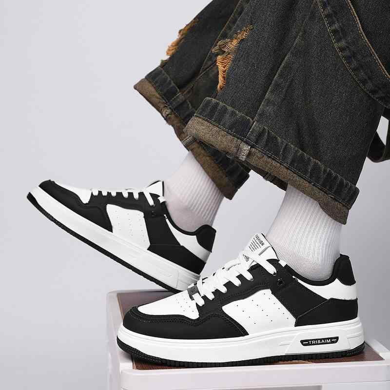 スニーカー メンズ 厚底 シークレットインソール 通気性抜群 白黒 カジュアル スポーツ 韓国ファッション 人工PUレザー ラウンドトゥ レースアップ 普段使い 春秋