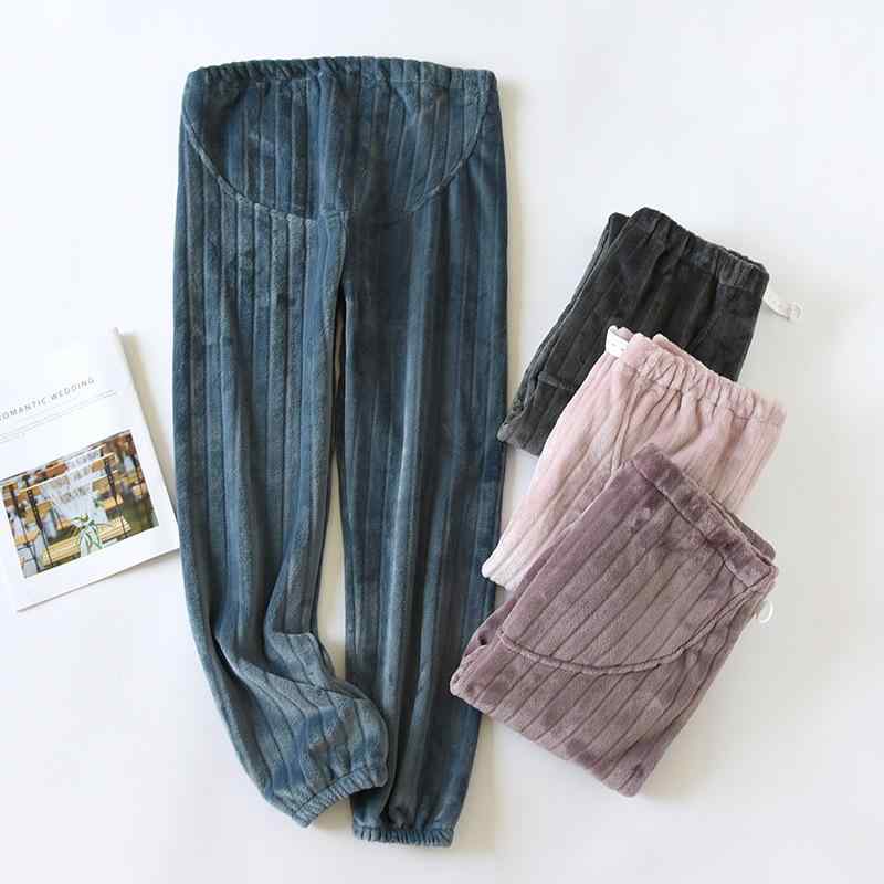 ルームウェア レディース マタニティ 腹帯 お腹サポート ハイウエスト 調節可能 アジャスター付き サンゴフリース 厚手 秋冬 長丈 外出着 部屋着 産後 産褥期 テーパードシルエット