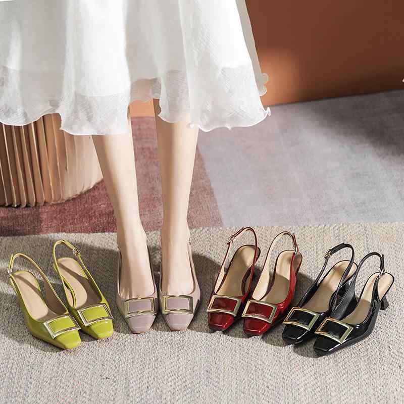 サンダル レディース フレンチデザイン きれいめ クローズドトゥ バックストラップ スクエアトゥ パテ..