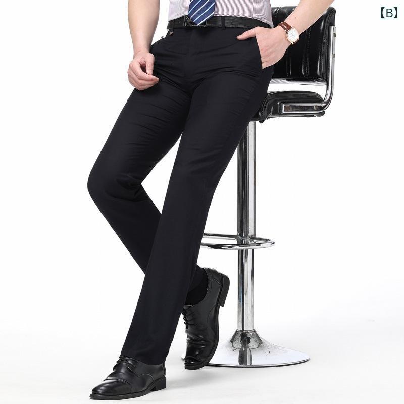 セキュアデポのスラックス メンズ 男性用 春夏 薄手 ノーアイロン イージーケア ストレートパンツ 中高年 ビジネス カジュアル 通勤 ビジカジ デイリーユース ポリエステル ゆったり ノータック｜アングル3