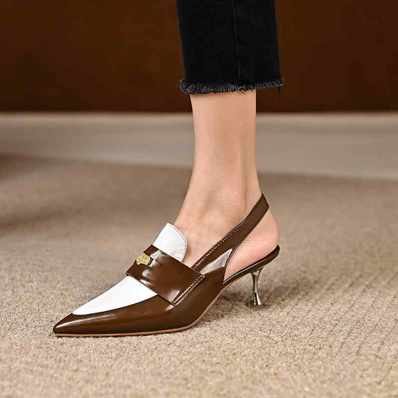 ・カラー展開: ライトブラウン、ブラック・サイズ展開: 31, 32, 33, 34, 35, 36, 37, 38, 39, 40, 41, 42, 43, 44, 45, 46・アッパー素材: 本革 (牛革)・カテゴリ: サンダル・つま先形状: ポインテッドトゥ・スタイル: レトロ・ソール素材: TPR・裏地素材: 豚革・留め具: スリッポン