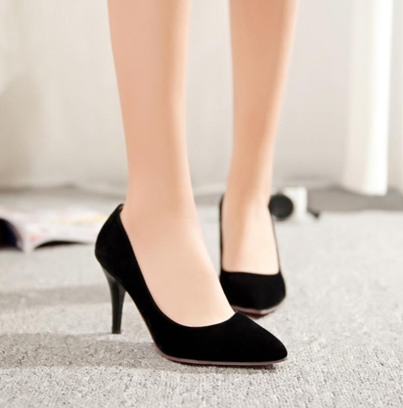 パンプス レディース 女性用 スエード調 浅履き ポインテッドトゥ とんがりトゥ ピンヒール ハイヒール..
