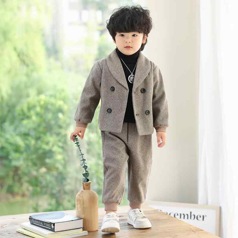 スーツ セットアップ キッズ 男の子 裏起毛 ストライプ柄 韓国風 長袖 ダブルボタン 暖かい フォーマル 結婚式 発表会 入学式 卒園式 七五三 カジュアル ...