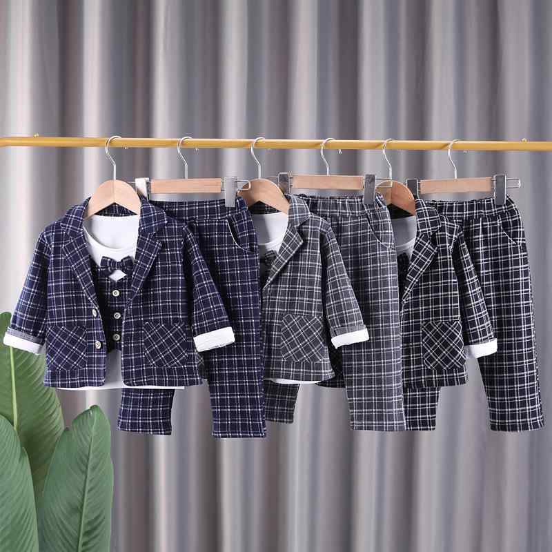 セットアップ 男の子 男児 キッズ 韓国風 おしゃれ かっこいい グレンチェック柄 スーツ スリーピース ..