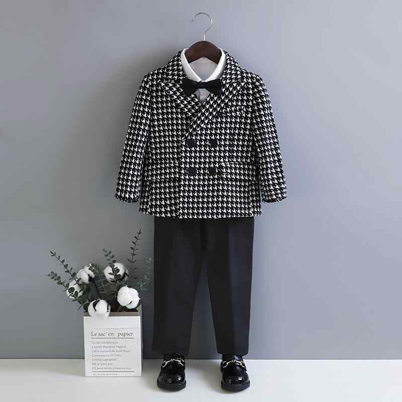 スーツ キッズ 男の子 千鳥格子柄 ダブルボタン セットアップ 通年 フォーマル 結婚式 発表会 入学式 卒業式 七五三 フラワーボーイ 誕生日 柔らかい 長袖 ブリティッシュスタイル