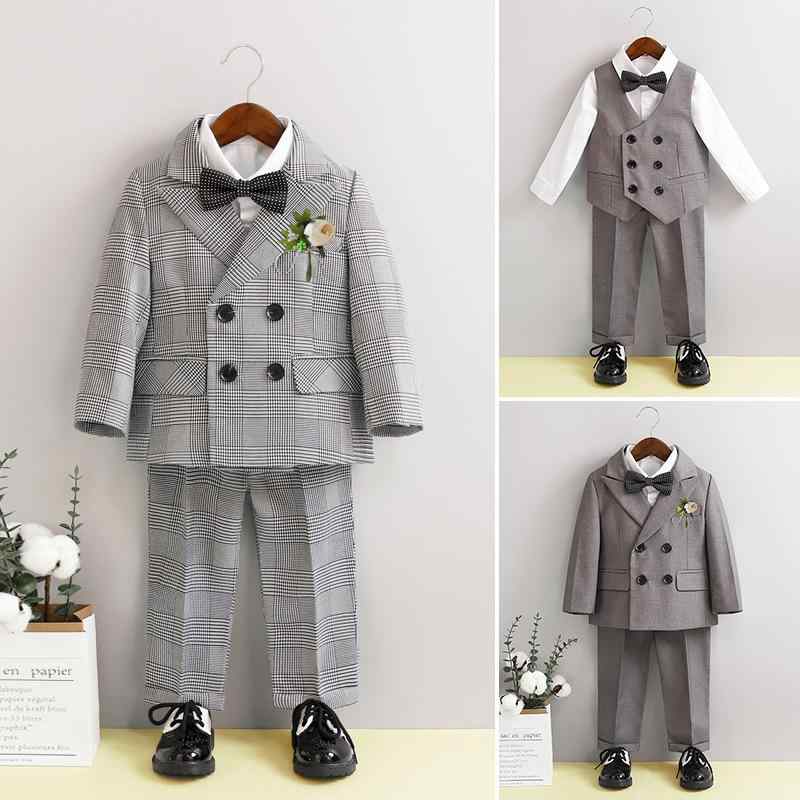 スーツ ジャケット パンツ セットアップ キッズ 男の子 ボーイズ 長袖 ダブルボタン ソフト ブリティッシュ チェック柄 春秋冬 フォーマル 結婚式 ウェディ...