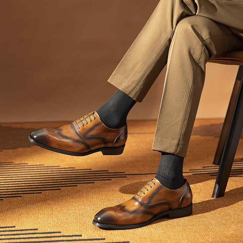 オックスフォードシューズ メンズ 男性用 本革 牛革 ビジネス フォーマル 通勤 ブローグ メダリオン 通気性 滑り止め 耐摩耗性 オールシーズン
