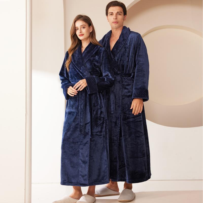 バスローブ メンズ レディース 秋冬 ロング丈 極厚 フランネル ゆったり 大きいサイズ ビッグシルエッ..