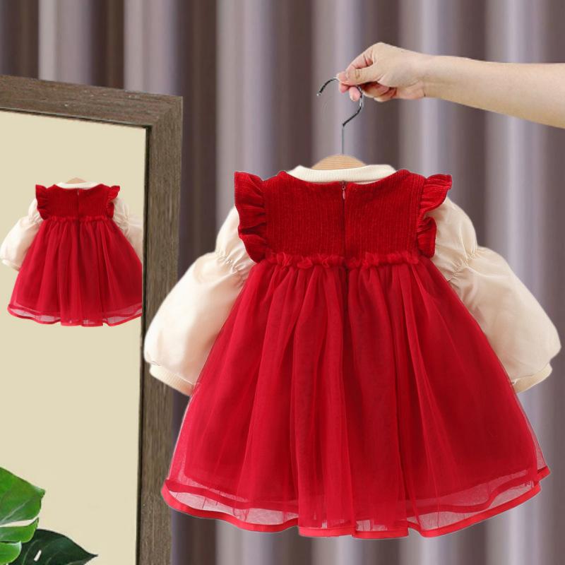 ワンピース キッズ ベビー 女の子 裏起毛 暖かい ふわふわ肌触り 1歳 誕生日 バースデー フォーマルド..