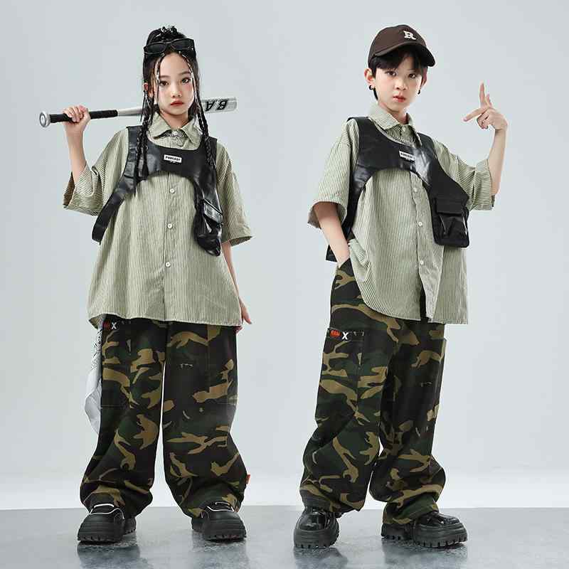 ダンスウェア 男の子 キッズ ジュニア ヒップホップ ストリート 発表会 衣装 パフォーマンス おしゃれ セットアップ ユニセックス 男女兼用 綿混 ポリエステル オールシーズン