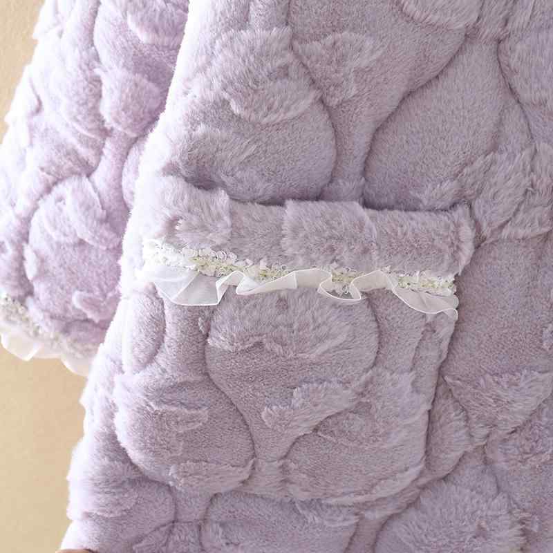 ルームウェア レディース あったか 保温 超厚手 裏起毛 中綿入り ミドル丈 フランネル サンゴフリース ..