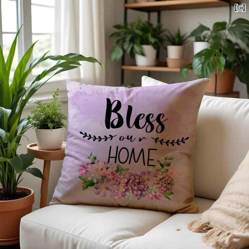 クッションカバー 北欧 45×45 おしゃれ リネン 麻 花柄 フラワー ソファ 背当て 装飾 枕カバー 爽やか ナチュラル リビング インテリア モダン [3]
