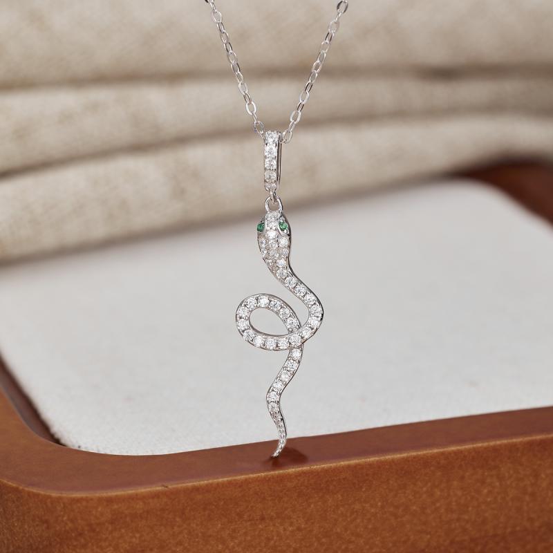 ネックレス レディース S925純銀製 ジルコニア 湾曲 スネークモチーフ 蛇 干支 ペンダント 鎖骨チェーン ゴールド シルバー 女性用 ファッション
