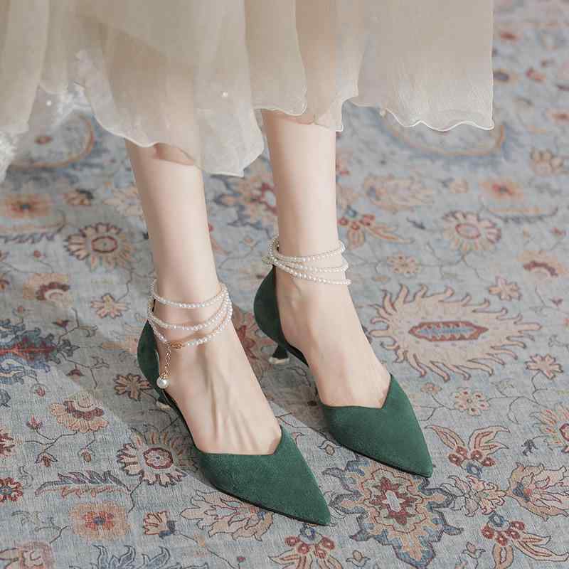 サンダル レディース 女性用 通勤 オフィススタイル ミドルヒール コーンヒール 安定感 ポインテッドト..