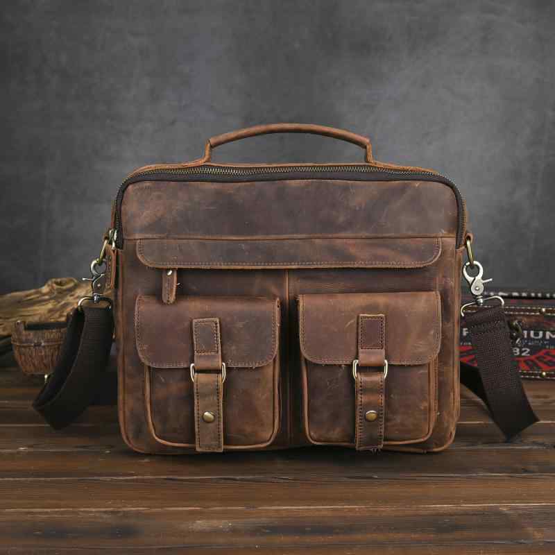 ビジネスバッグ メンズ トップグレイン クレイジーホースレザー 本革 欧米風 レトロ 手提げ ブリーフケース パソコンバッグ 通勤 出張