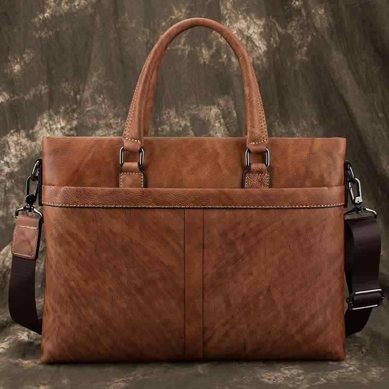 ブリーフケース メンズ 男性用 多機能 ノートPC収納 A4対応 本革 上質牛革 横型 レトロ メッセンジャー..