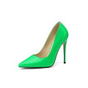 パンプス レディース 脚長効果 通気性 春夏 欧米風 ポインテッドトゥ 浅口 セクシー 蛍光グリーン ピンヒール ハイヒール 大きいサイズ 通勤 オフィス PU...