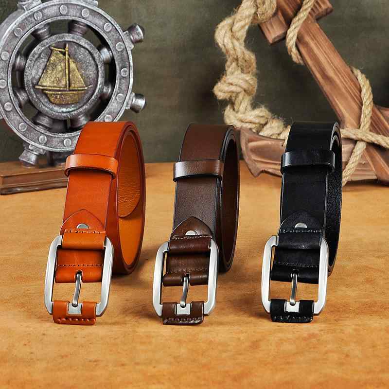 ベルト メンズ 紳士用 フルグレインオイルレザー 牛革 本革 レトロ ビジネス 通勤用 合金ピンバックル ブラック ブラウン コーヒー