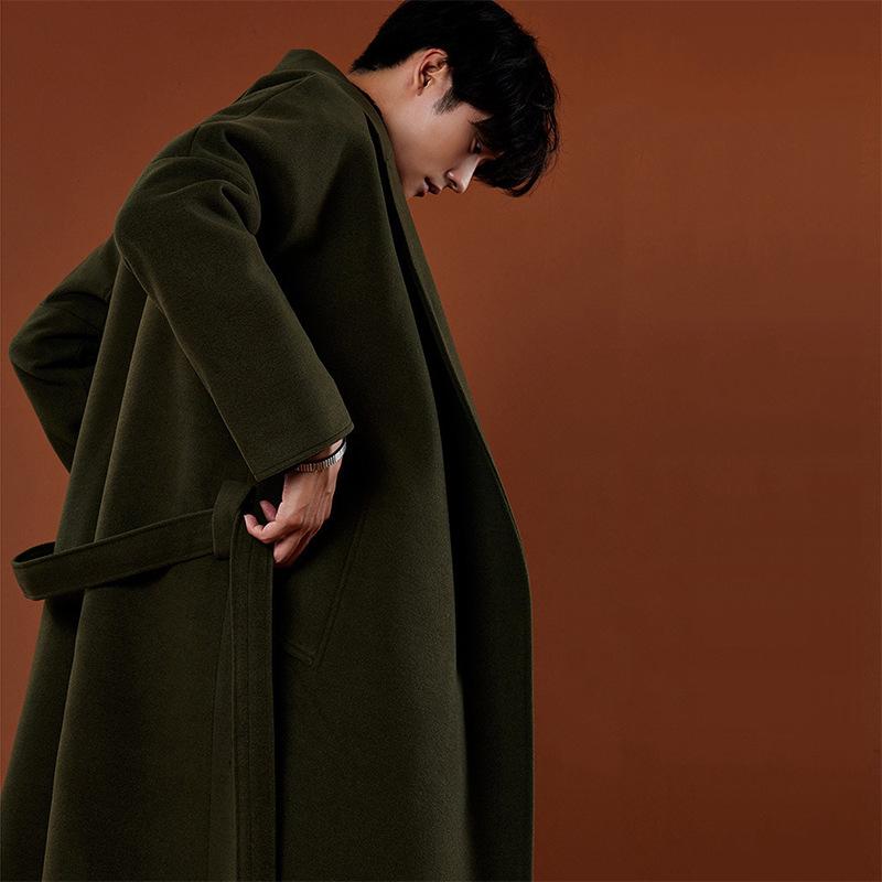 コート メンズ 韓国 ファッション 厚手 ゆったり ロング丈 ウール メルトン テーラードカラー オーバーコート デイリーユース 通勤 通学 カジュアル 秋冬 アウター