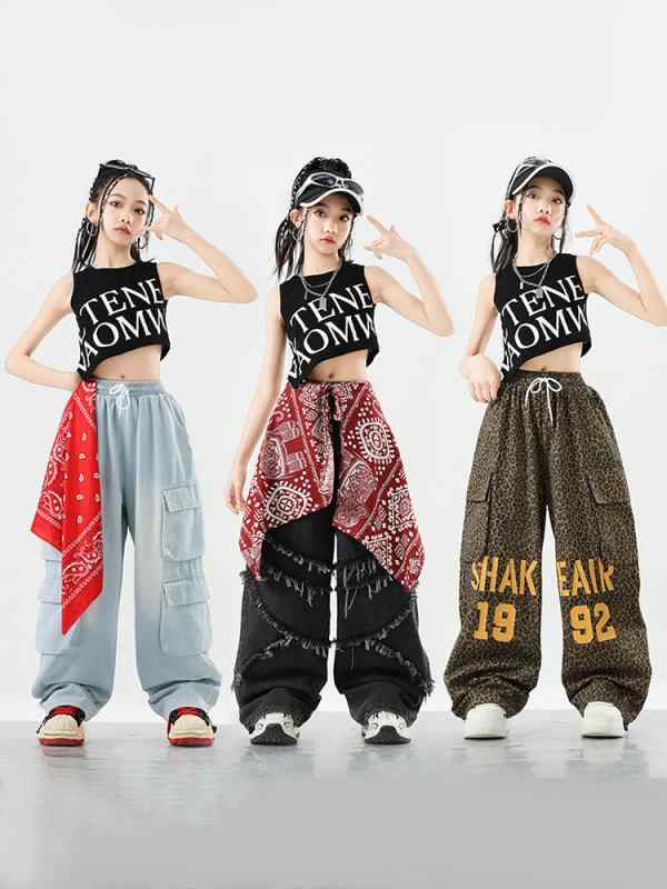 ダンス衣装 キッズ 女の子 ジャズ ストリート ダンス セットアップ 上下セット 発表会 練習着 レッスン着 舞台衣装 パフォーマンス 動きやすい 綿混素材 かわいい かっこいい クール系 ストリートファッション