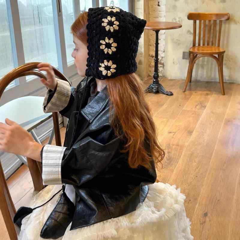 ジャケット 女の子 キッズ 秋冬 PUレザー ストライプ柄 テーラードカラー 袖口プリーツ シングルボタン 黒 ミドル丈 シンプルカジュアル ミニショルダーバッグ付き