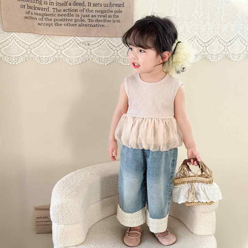 タンクトップ ベビー 女の子 キッズ 春夏 薄手 安全基準A類 綿素材 柔らかい つぼみデザイン ラウンドネック 無地 かわいい 部屋着 普段着 ピンク ベージュ