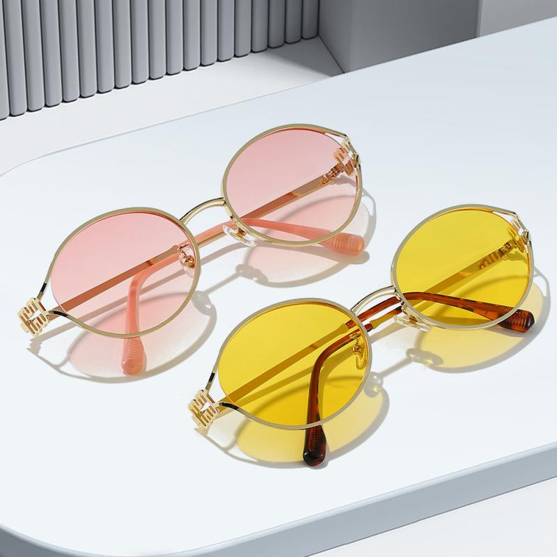 サングラス レディース ブルーライトカット UV400 紫外線対策 メタル ラウンドフレーム 高級感 レトロ おしゃれ 個性的 運転用 旅行 普段使い(4)