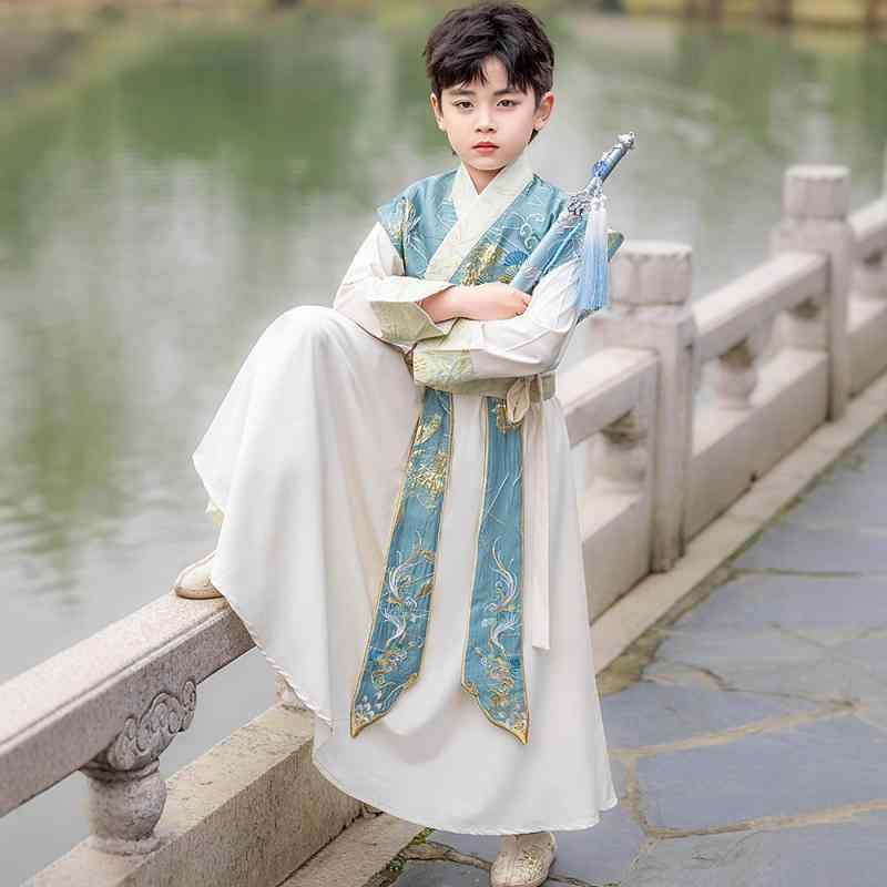 チャイナ服 男の子 キッズ 夏用 漢服 唐装 中国風 武侠スタイル 時代劇衣装 高級感 かっこいい セット..