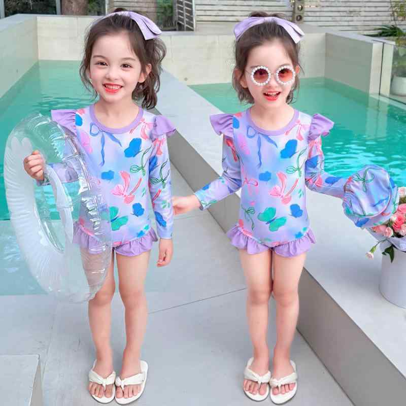 水着 キッズ 女の子 UVカット 速乾 通気性 長袖 日焼け対策 ワンピース オールインワン かわいい おし..