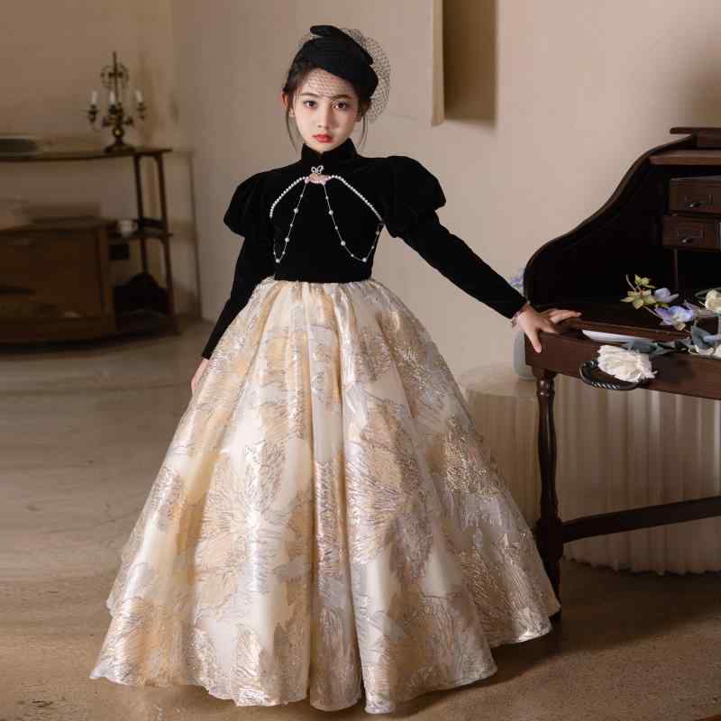 ドレス キッズ 女の子 プリンセススタイル ピアノ発表会 演奏会 誕生日 舞台衣装 フォーマル 上品 エレ..