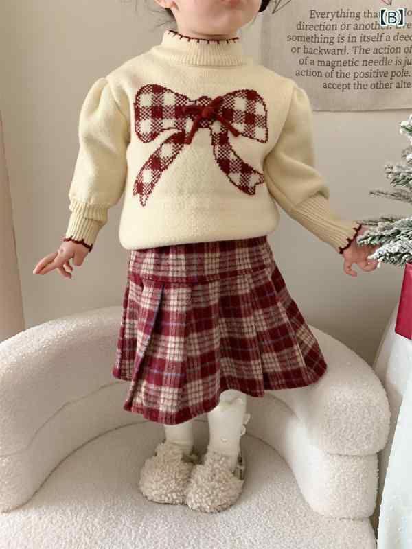 ニットセーター キッズ 女の子 ベビー 裏起毛 厚手 秋冬 防寒 保温 あったか 長袖 ...