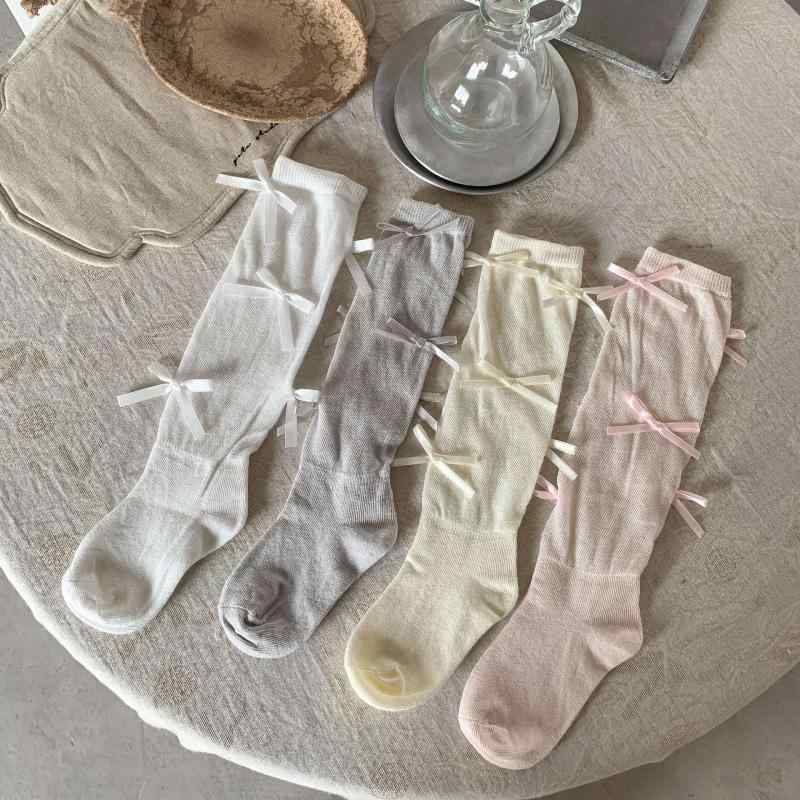 ソックス キッズ 子供用 ベビー 女の子 ガールズ リボン メッシュ 通気性 ミドル丈 クルー丈 コットン 綿 肌に優しい カラフル かわいい おしゃれ 春夏