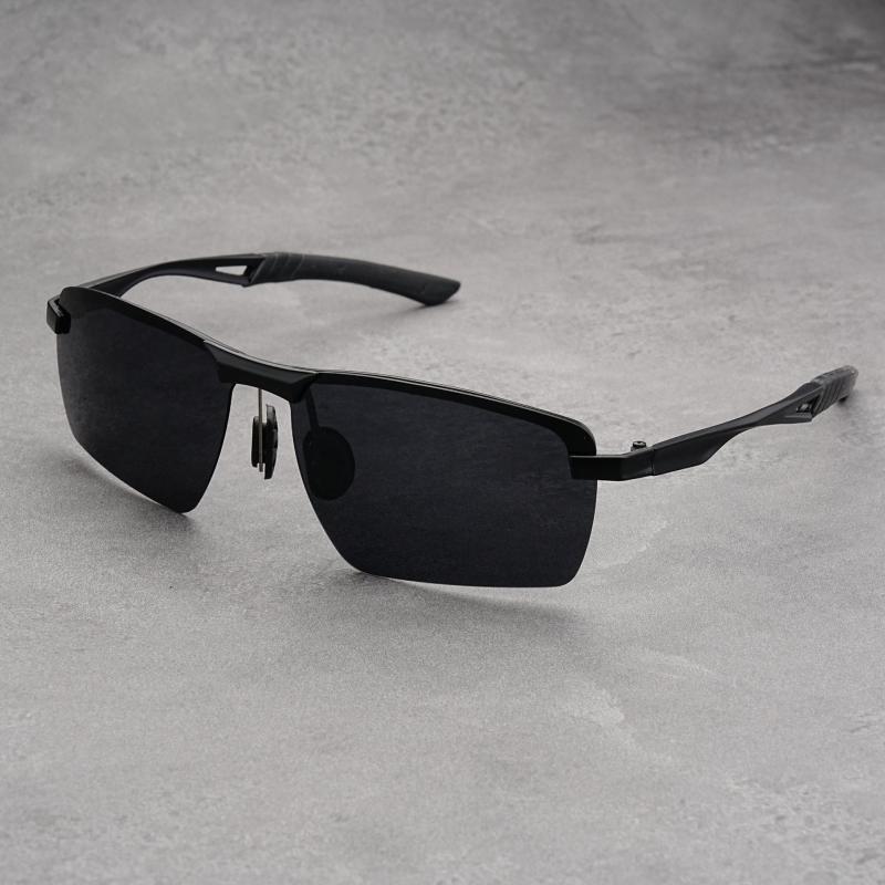 サングラス メンズ 偏光 調光 昼夜兼用 夜間運転 UVカット TACレンズ メタルフレーム スクエアフレーム アウトドア ドライブ 釣り スポーツ 運転用 紫外線対策 ビジネス カジュアル シンプル 高級感(4)