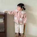 ベビー服 女の子 セットアップ 上下セット ファーコート 裏起毛 厚手 長袖 パンツ 秋冬 韓国風 かわいい 新生児服