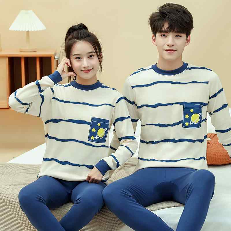 インナーウェア キッズ ジュニア 男女兼用 綿100% 保温 薄手 ソフトな肌触り 丸首 上下セット 肌着 パジャマ ルームウェア 長袖 長ズボン 春秋冬