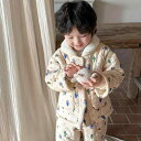 パジャマ キッズ ベビー 男の子 女の子 韓国風 冬 裏起毛 厚手 あったか 三層キルト 綿100% 柔らかい 肌触り ルームウェア 部屋着 寝巻き かわいい ...