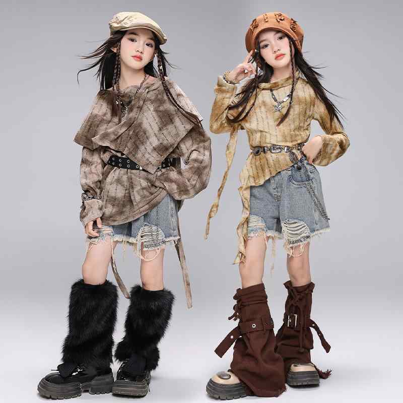 キッズ 女の子 ダンス 衣装 ヒップホップ ストリート ジャズ セットアップ 発表会 ステージ 練習着 ジ..