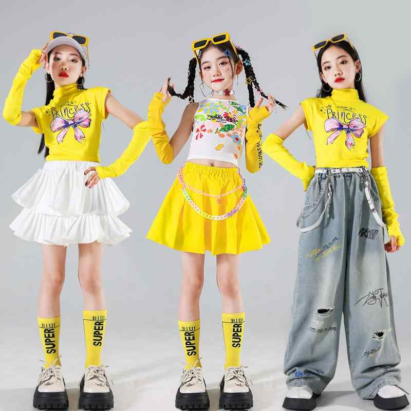 ダンス衣装 女の子 キッズ 子供用 ジャズダンス ヒップホップ ストリート 発表会 イベント ステージ衣装 K-POP アイドル カラフル ポップ 韓国風 セットアップ 通年