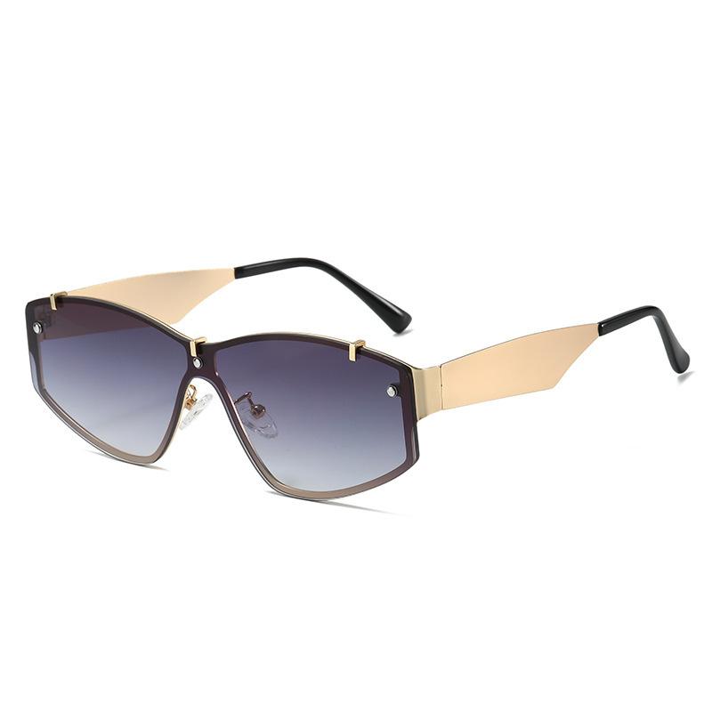 サングラス UVカット UV400 紫外線対策 フレームレス 一体型 メタルフレーム キャットアイ 欧米風 おし..