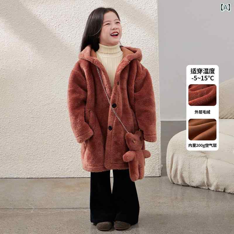 コート キッズ 女の子 冬 ミドル丈 アウター 厚手 暖かい 防寒 もこもこ ボア フード付き 長袖 ポリエステル素材 前開き ボタン カジュアル かわいい 通...