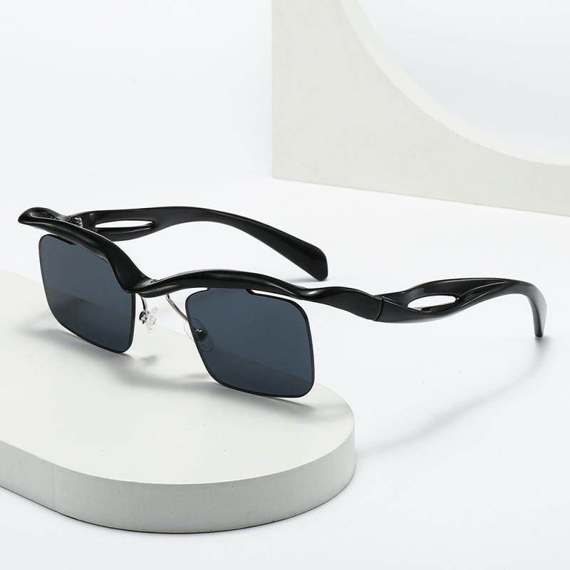 サングラス メンズ レディース 男女兼用 UV400カット 軽量 PC素材 スクエア フレームレス 高級感 欧米..