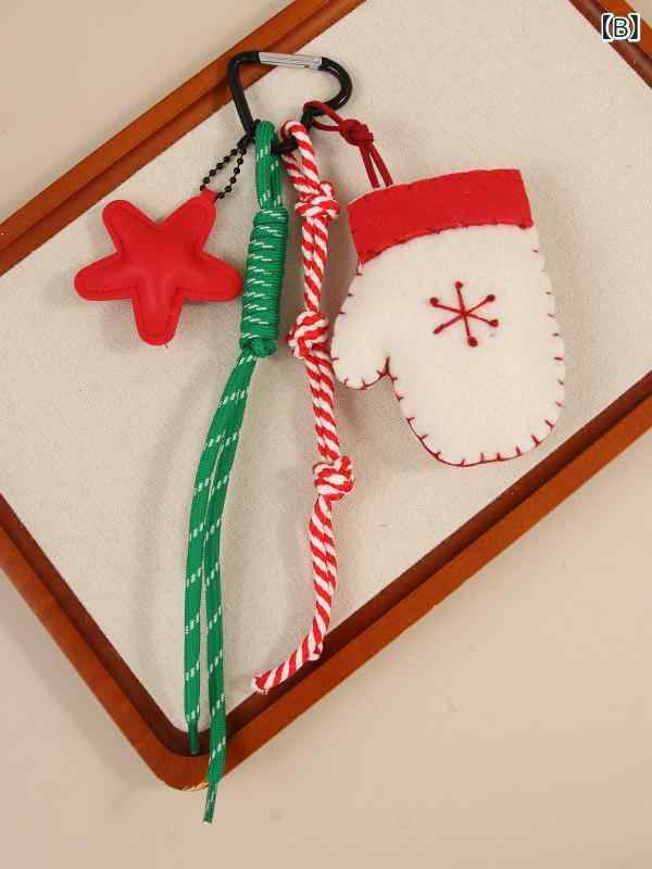 キーホルダー クリスマス 羊毛フェルト かわいいキャラクター ソックス型 ミトン型 星 鈴 バッグチャーム オーナメント 飾り付け イベント デコレーション グッズ 3