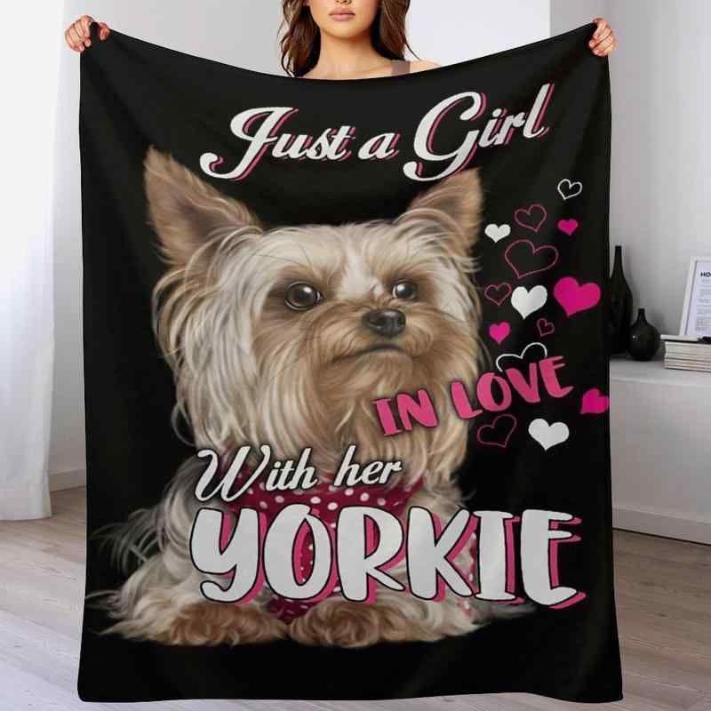 ブランケット メンズ レディース ヨークシャーテリア柄 フランネル素材 柔らかな肌触り 快適な暖かさ 保温効果 オールシーズン 北欧風 リビング 寝室用 ポリエステル