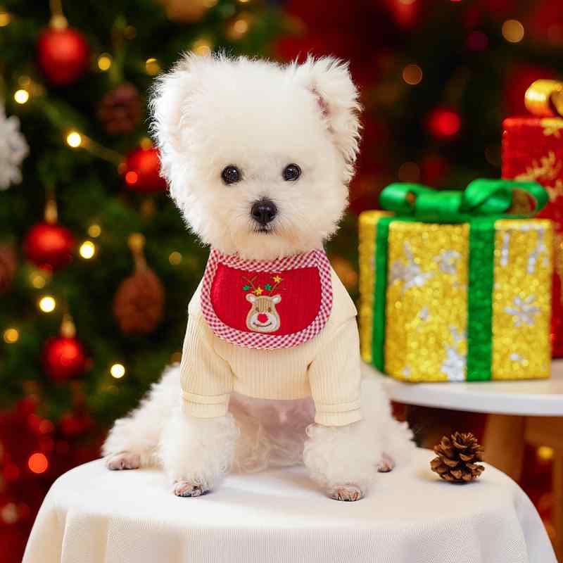 Other - 犬用スタイ 小型犬 クリスマス柄 おしゃれ かわいい よだれかけ バンダナ 三角巾 ドッグウェア ネックアクセサリー ポリエステル製 オールシーズン