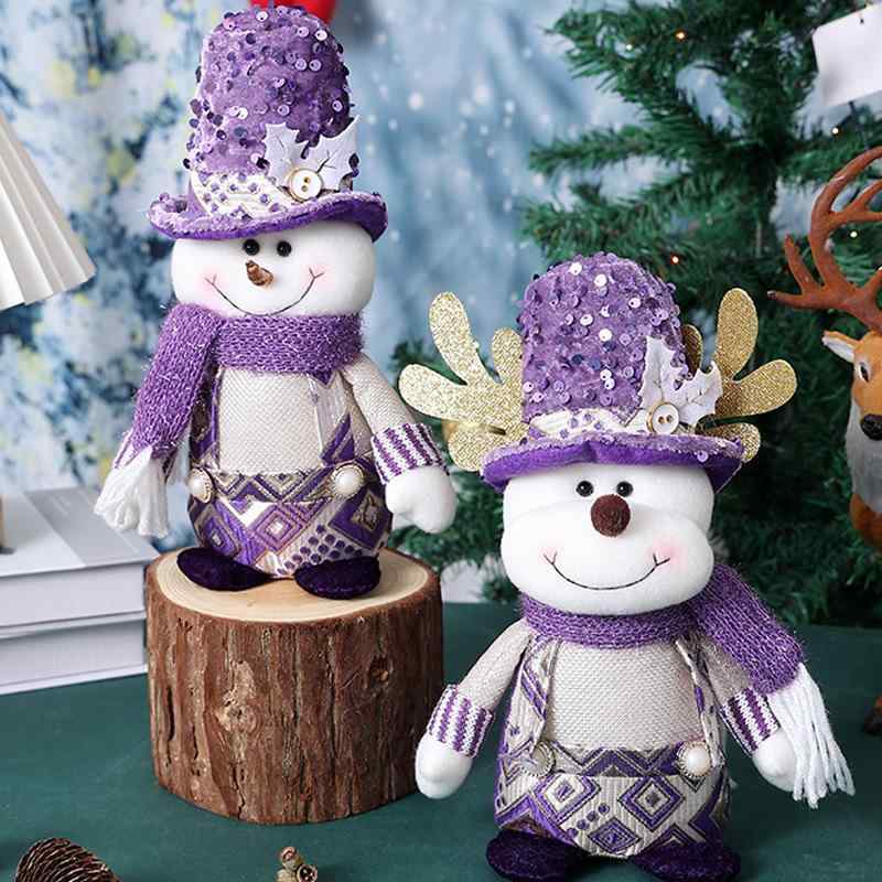 クリスマス飾り サンタクロース 布製 ぬいぐるみ 置物 オブジェ パープル 室内装飾 ホームデコレーション リビング飾り 店舗ディスプレイ ショーウィンドウ かわいい