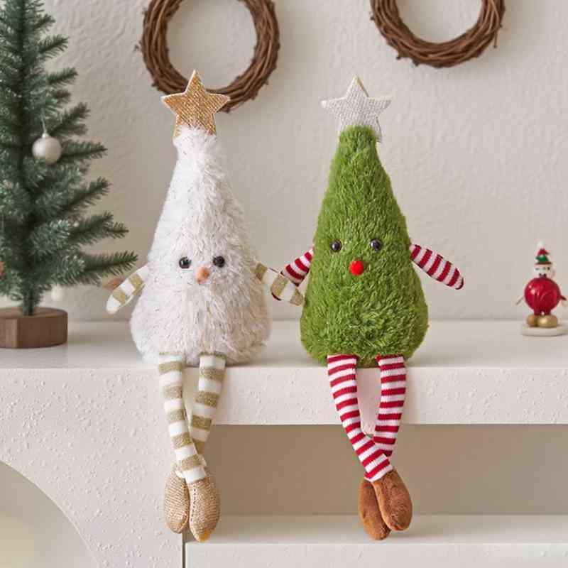 クリスマス ぬいぐるみ かわいい ふわふわ もこもこ 布製 クリスマスツリー ドール マスコット オブジェ インテリア 置物 ホームパーティー 飾り グリーン ホワイト ピンク