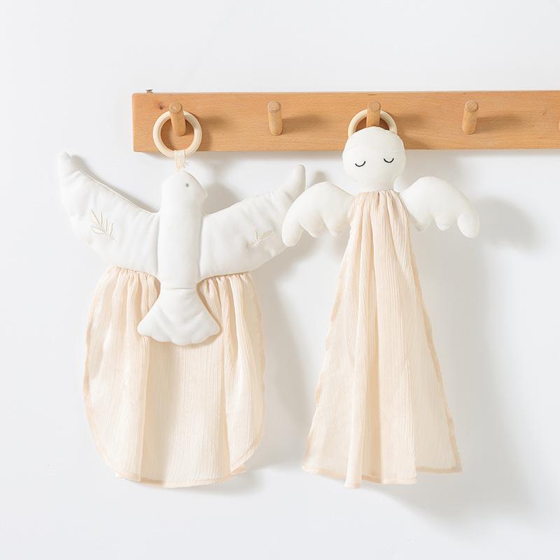 ベビー ぬいぐるみ 赤ちゃん 0歳 1歳 2歳 3歳 口に入れても安心 噛める 安眠タオル 抱っこ毛布 幸運の鳩 天使モチーフ 寝かしつけ 添い寝おもちゃ プレゼント 出産祝い かわいい 布製 やわらか 肌触り