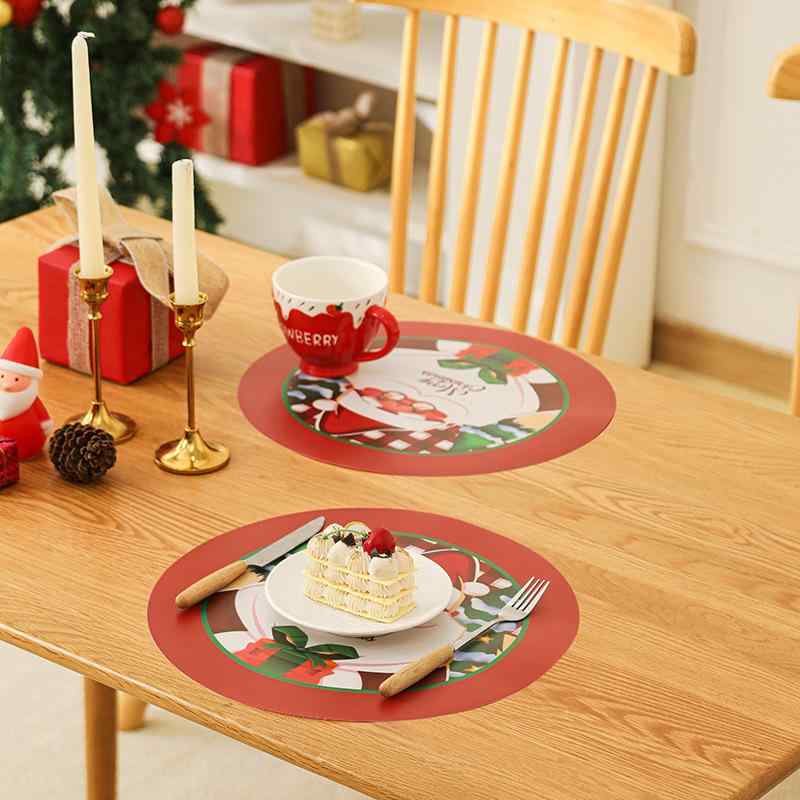 ランチョンマット クリスマス パーティー 防水 撥水 撥油 防汚 断熱 PVC 円形 モダン おしゃれ 食卓飾..