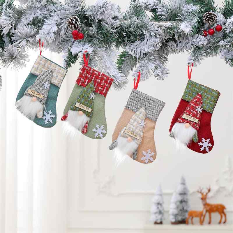 クリスマス飾り キッズ 子供用 Sサイズ 北欧風妖精 とんがり帽子 ソックス型 かわいい ギフトバッグ プレゼント お菓子入れ クリスマスオーナメント(x2)